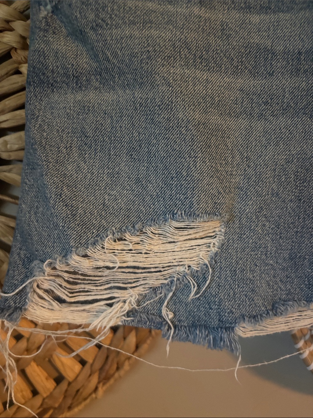 MOTHER Distressed Light Blue Denim Mini Skirt - Picture 3 of 12